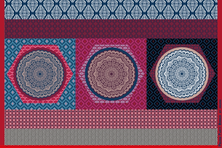 Preview: Canvas Swafing -  Pillow Party 2023 - Bunt-Bordeaux - by Jolijou - Panel